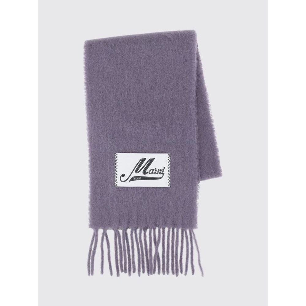 Marni Logo-Patch Fringed Alpaca Wool-Blend Scarf In A Colour-Block Design